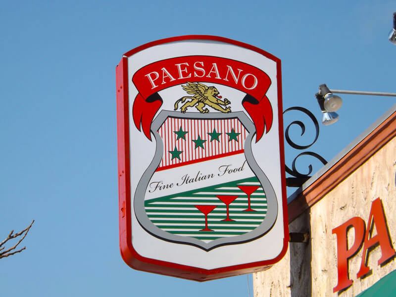 Paesano sign face installed