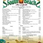South Beach Bar & Grille - Menu Front