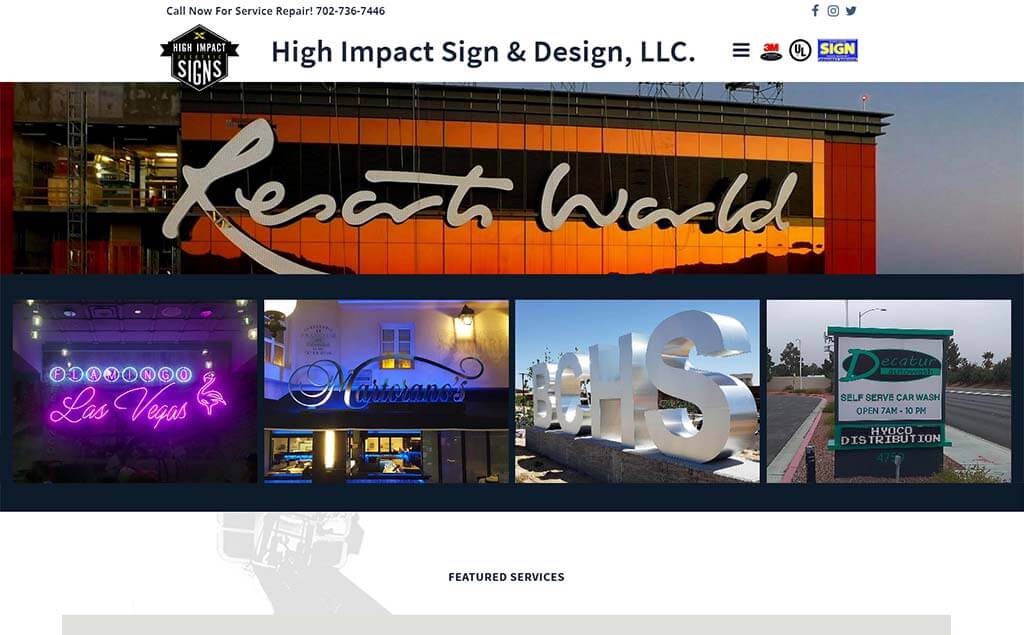 Image of High Impact Sign website homepage